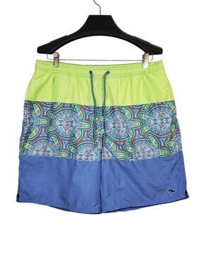 Vineyard Vines Board Shorts Swim Trunks Men's L Colorblock Geometric Sea Turtles